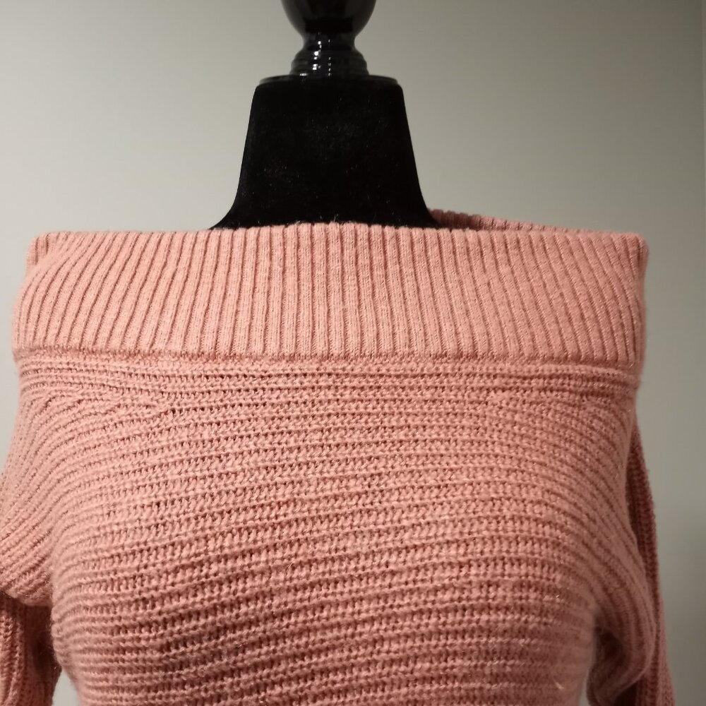 EXPRESS PINK THICK WIDE NECK CHUNKY KNIT SWEATER TOP WOMEN SIZE M - Picture 4 of 7